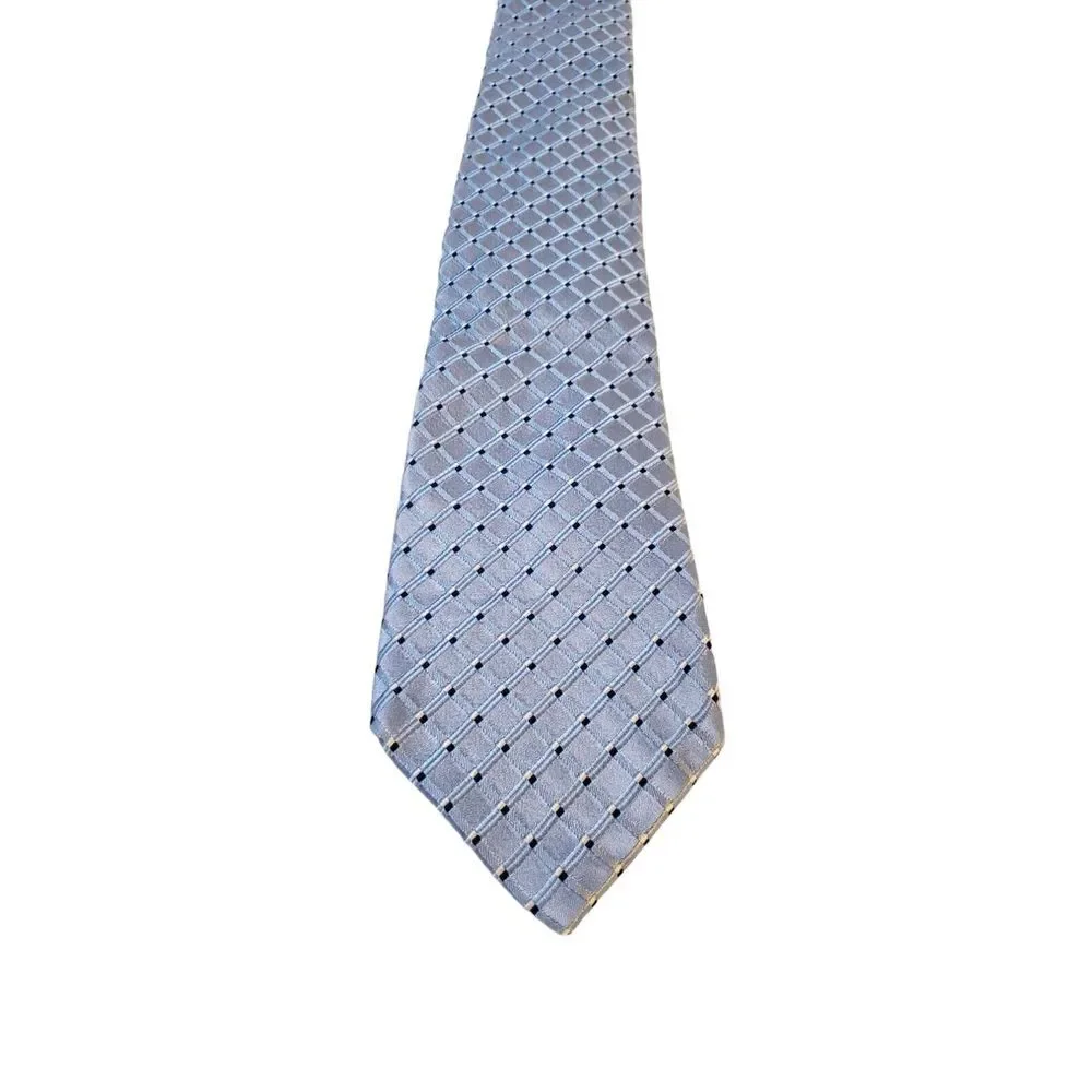 Jones New York 100%‎ Silk Tie Blue Geometric Men Necktie USA Church Wedding Work